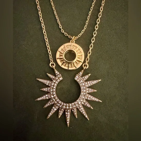 JCrew Gold Plated Starburst Layered Statement Necklace - Picture 6 of 9